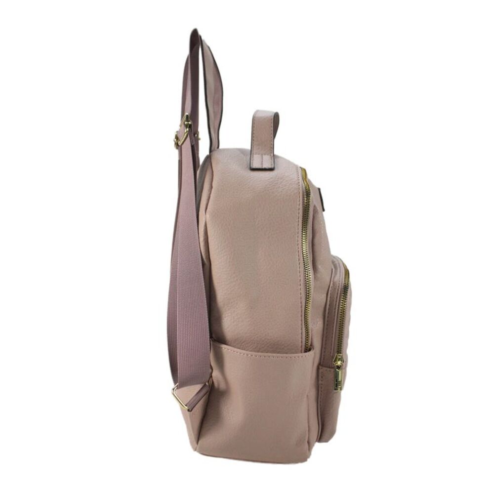 London Fog Womens Quilted Zippered Backpack Handbag Purple - Picture 2 of 7